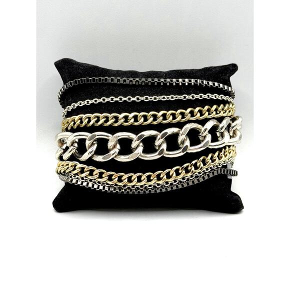 Other Jewelry - Vintage Mixed Metal Multi Strand Chain Cuff Bracelet ✨
